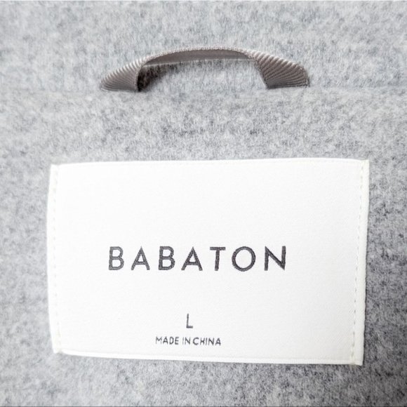 Aritzia BABATON Stedman Coat Wool Heather Light Grey Long Pea Jacket L Large - Picture 15 of 16
